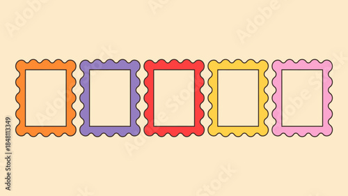 Colorful Blank Photo Frames with Wavy Edges for Personalized Memories