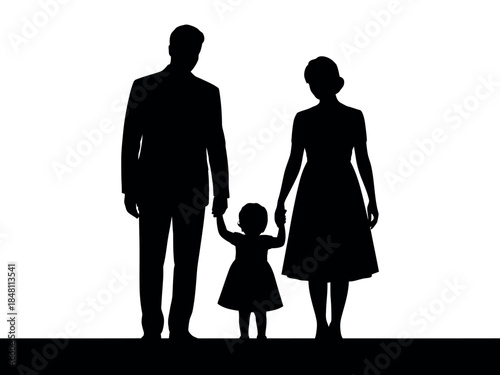 Silhouette of Happy Family Walking