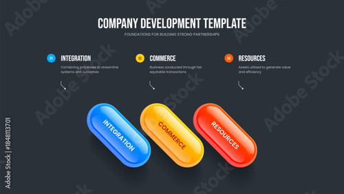 Visual Portfolio Frame Design Vector Illustration. Sales Visualization 3 Element Infographic Presentation Template. Financial Briefing Three Option Diagram Slide Layout.