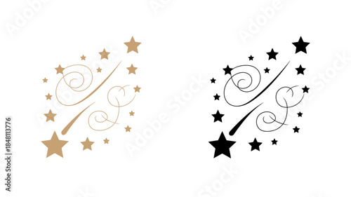 Magical Shooting Star and Stardust Symbols in Gold and Black