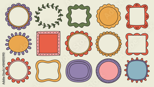 Colorful cartoon frame designs for creative projects and photo editing