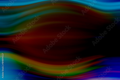 Abstract dark background with multicolored wave motion. Red and blue flowing lines texture representing speed, data and sound frequency.