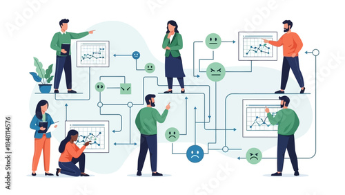 collaborative team analysis and data visualization in a modern business environment