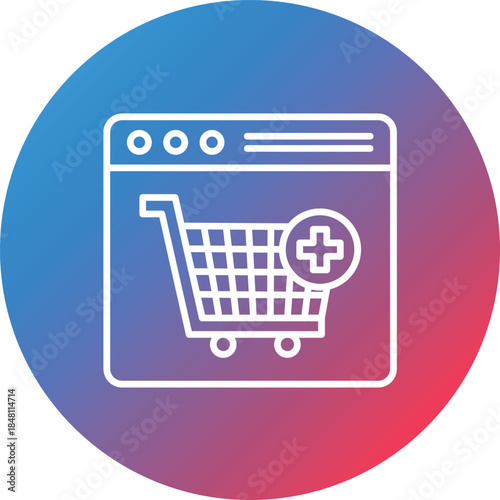 Purchasing Line Gradient Circle Background Icon