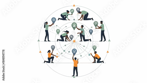 Collaborative teamwork illustrating interconnected communication and shared goals in a digital space