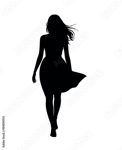 Silhouette of Woman Walking Alone