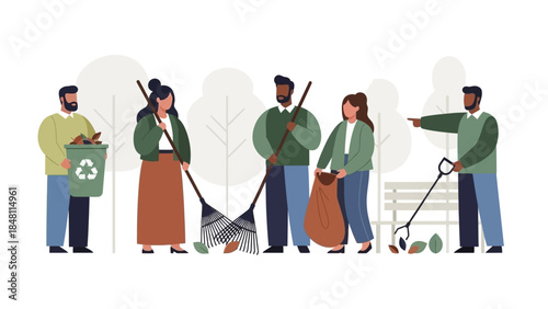 Community Members Participating in Urban Cleanup and Recycling Effort Emphasizing Environmental