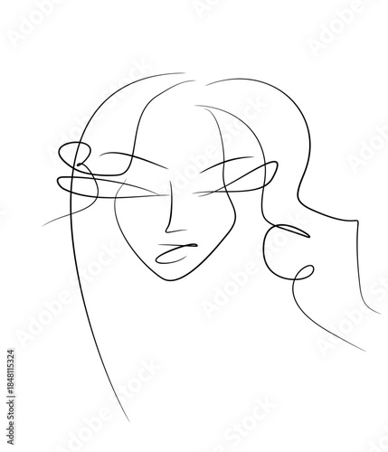 Beauty salon logo. Female hairstyle, young woman's face isolated - vector illustration. Portrait icon for a hair salon.