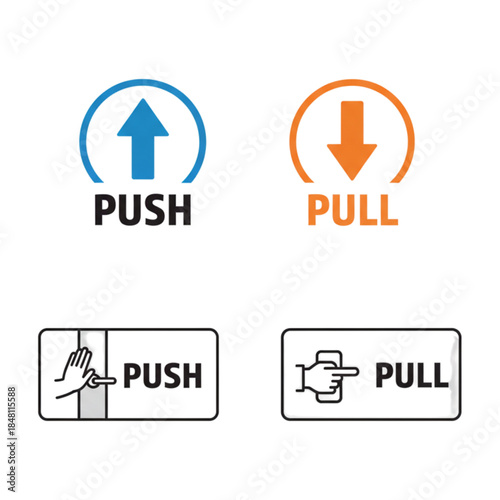 Door signs with push and pull instructions for easy navigation