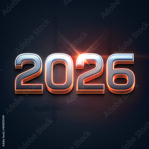 3D neon New Year celebration numbers and symbols illustration