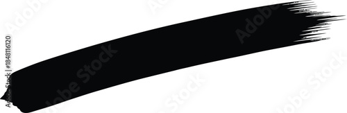 Curved Black Brushstroke Texture – Thick Paint Mark with Tapered Bristle Edge and Dynamic Motion for Graphic Design