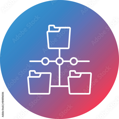 Plurality of Sources Line Gradient Circle Background Icon