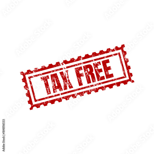 Tax free red rubber stamp with grunge effect, vector illustration