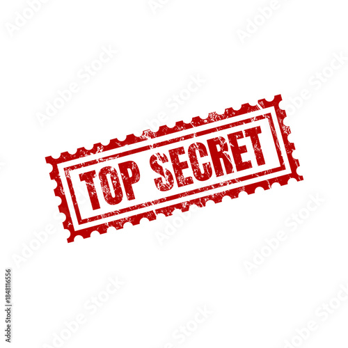Top secret red rubber stamp with grunge effect, vector illustration