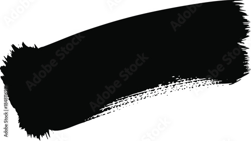 Black Brushstroke Texture – Thick Horizontal Paint Streak with Jagged Edges and Fading Detail for Graphic Design