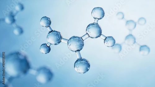 3D molecular structure visualization for scientific research. Shows chemical bonding and atomic arrangement in a molecular model, essential for chemistry and biology studies.