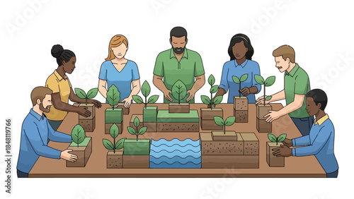 diverse group of people engaging in urban gardening and sustainable agriculture