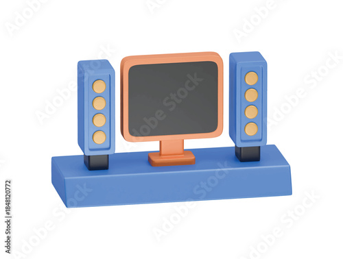 tv with music system icon 3d illustration render