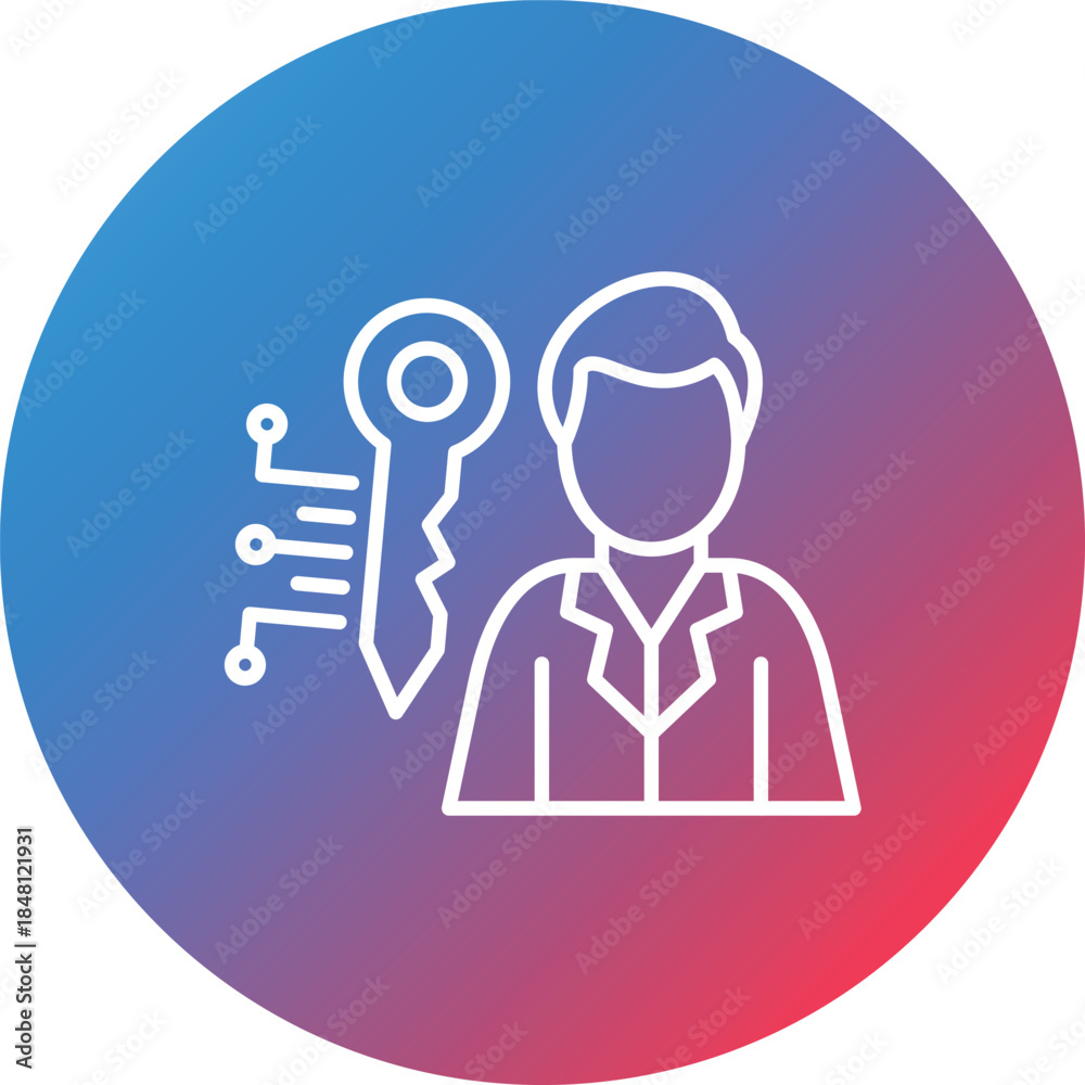 Fototapeta premium Key Person Line Gradient Circle Background Icon