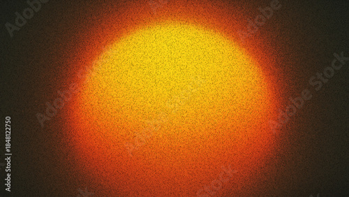 Huge blazing hazy sun filling the image with solar heat power, quiet energy and cinematic noise effect created from thousands of individual dots. Expressive film grain adds nostalgic depth and warmth