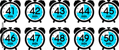 時間を示す時計のアイコン（alarm clock icon 41min/42min/43min/44min/45min/46min/47min/48min/49min/50min）
