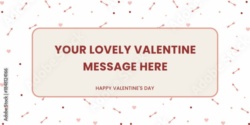 Valentine greeting card with heart patterns and central message box