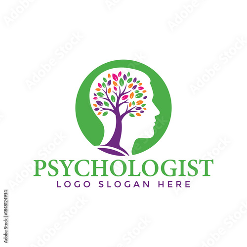 Vibrant psychologist logo with tree of life symbol