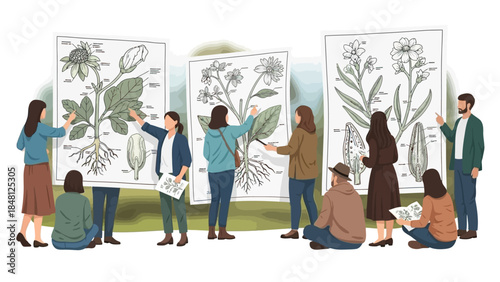 Educational botanical exhibition showcasing detailed plant anatomy and structure for learning and