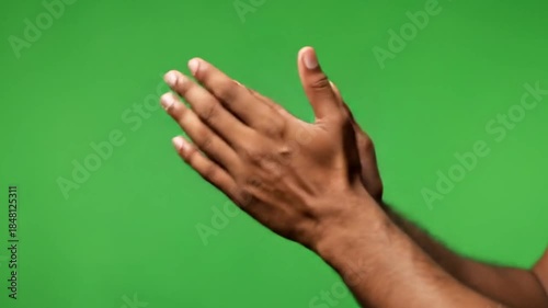 Human Hands Clapping Gesture On Green Screen Background For Visual Effects Compositing And Editing