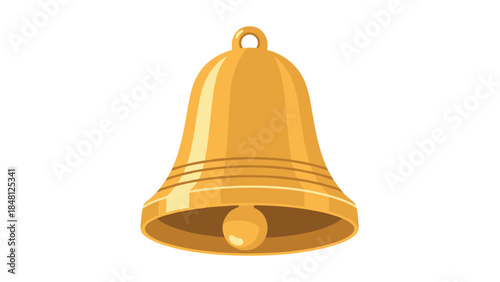 Golden bell with a clapper hangs gracefully, symbolizing celebration, notification, or a call to attention.