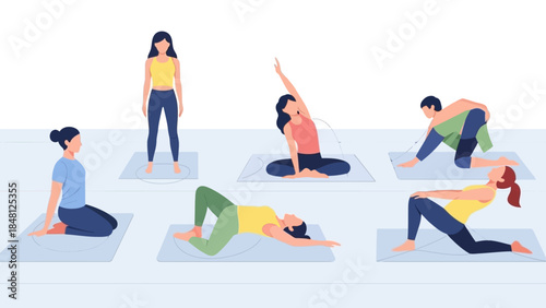 diverse women practicing yoga and meditation on mats in serene indoor setting