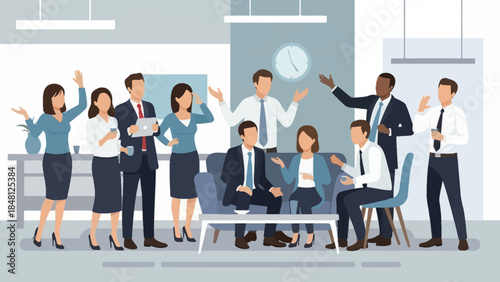 Dynamic Business Meeting with Diverse Professionals Engaged in Collaborative Discussion in Modern