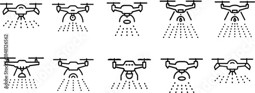 Agriculture drone icon set vector illustration on white background