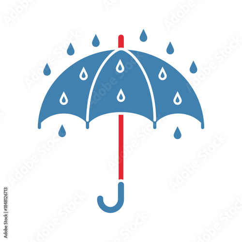 Blue umbrella in rain Vector