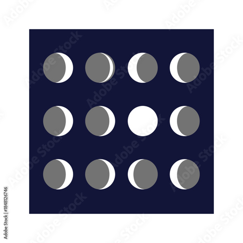 Moon phases grid Vector