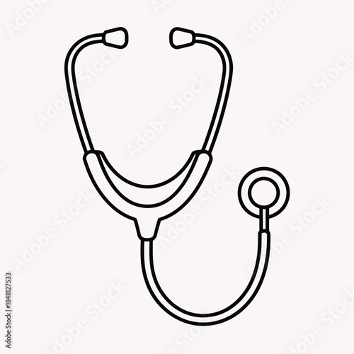 A simple line drawing of a stethoscope used for medical diagnosis