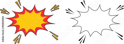 speech bubble explosion or burst boom blank speech bubble pop art. comic book blue background with star and thunder lightning. explosion