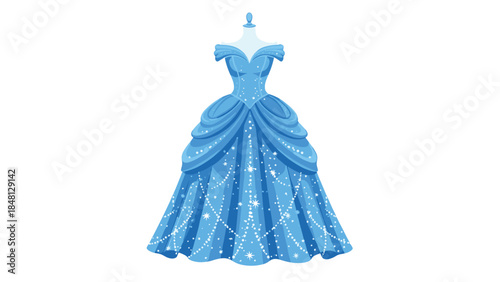 Elegant light blue ball gown with sparkling details is perfect for a fairytale princess or special occasion celebration.