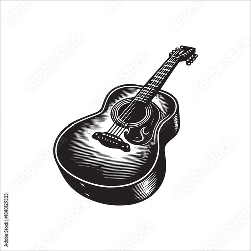 Classic acoustic guitar musical instrument vector illustration logo, perfect for music-themed designs, posters, or entertainment branding