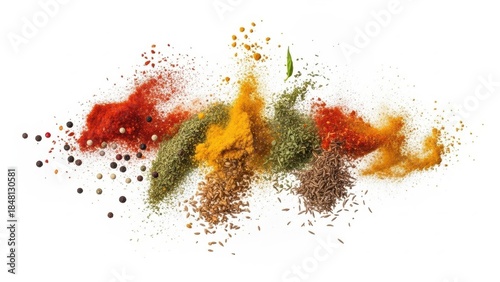 spices splash isolated on white background, stock photography
