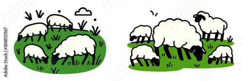 Grazing sheep in a lush green pasture during daylight hours