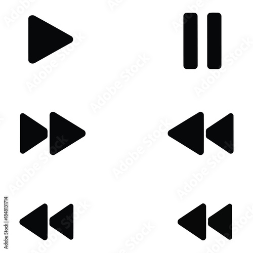 Set of audio control icons