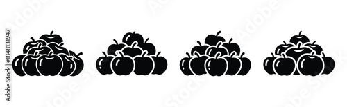 apple pile silhouette icon vector set