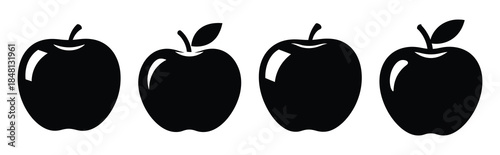 apple silhouette icon vector set