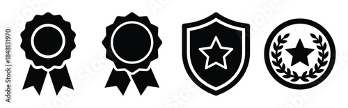 appreciation badge silhouette icon vector set