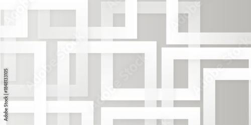 Modern Abstract white background design with layers of textured white transparent material, Minimal geometric white light background triangle black technology vector. Abstract graphic Banner design.