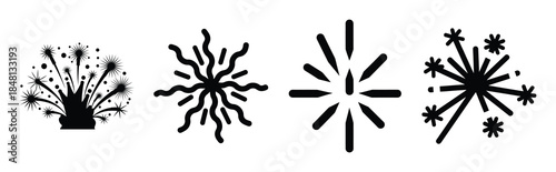 holiday celebration spark silhouette icon vector set