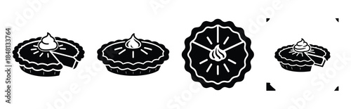 thanksgiving dessert pie silhouette icon vector set