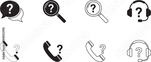 Customer service and support icons featuring question marks