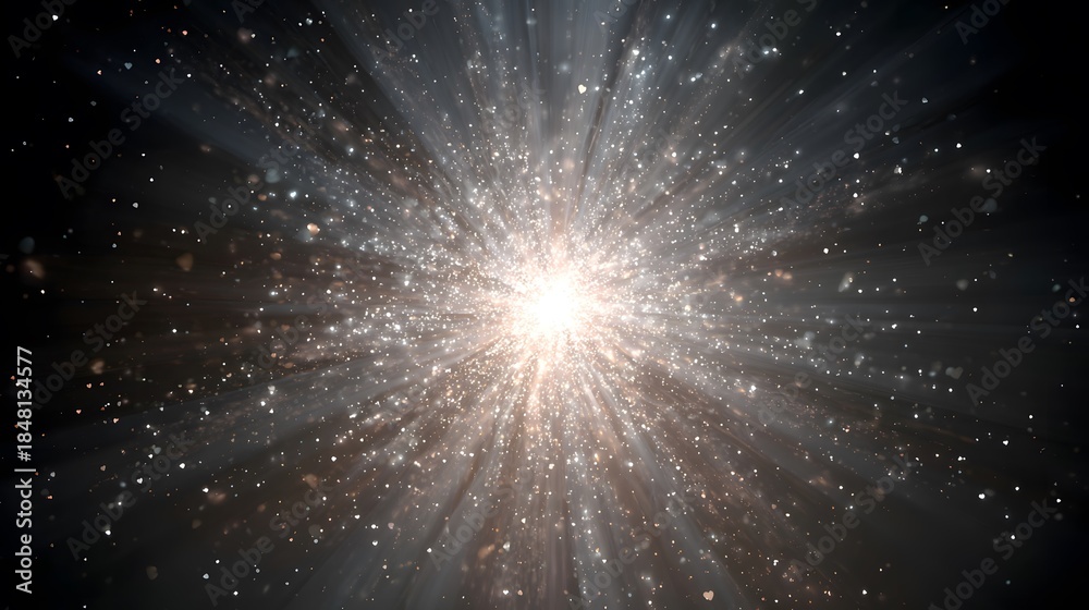 Fototapeta premium Stellar Explosion in Deep Space with Radiant Light and Sparkling Stars Cinematic Visual Effect